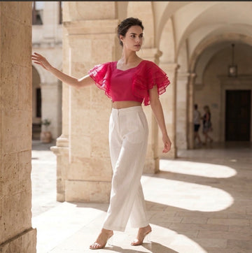 The Fuchsia Flutter Organza Top