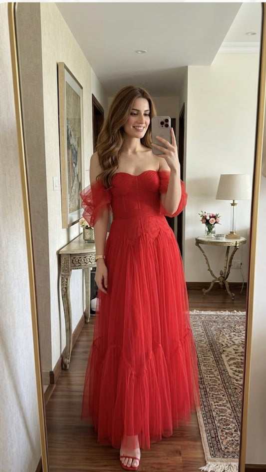 Be My Valentine Off Shoulder Corset Tulle Dress