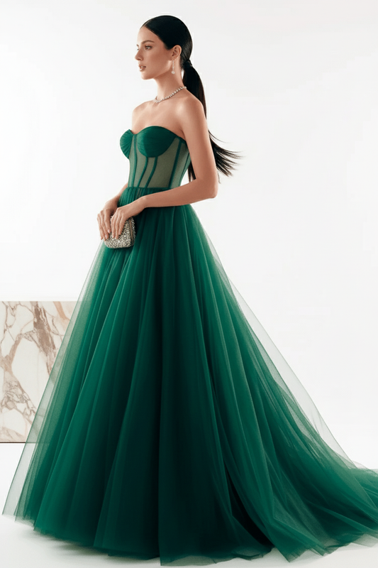 Emerald Green Tulle Corset Dress