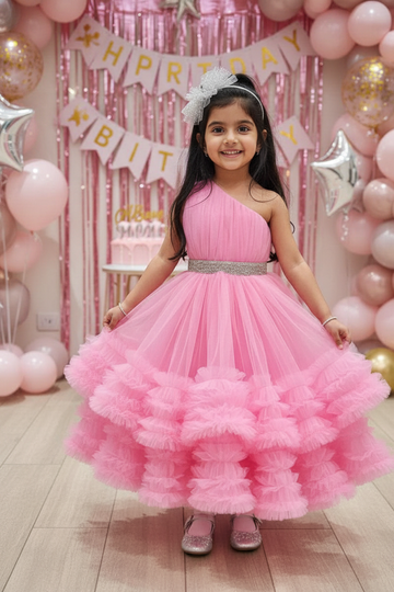 Pink Tulle Layered Birthday Dress
