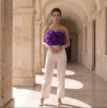 The Orchid Allure Organza Tube Top