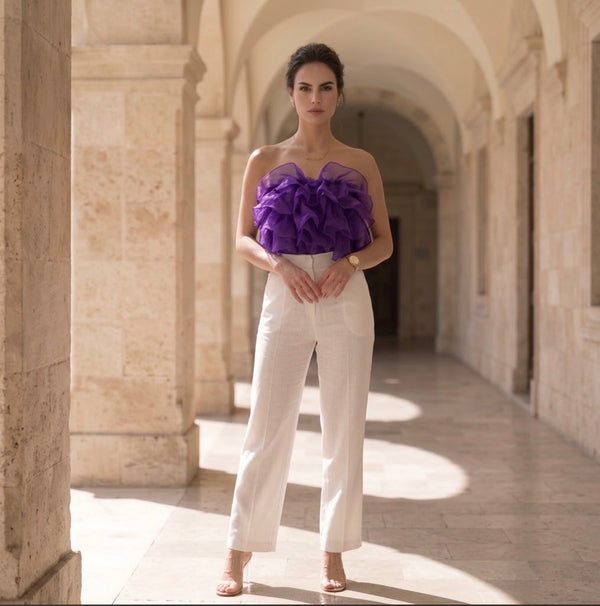 The Orchid Allure Organza Tube Top