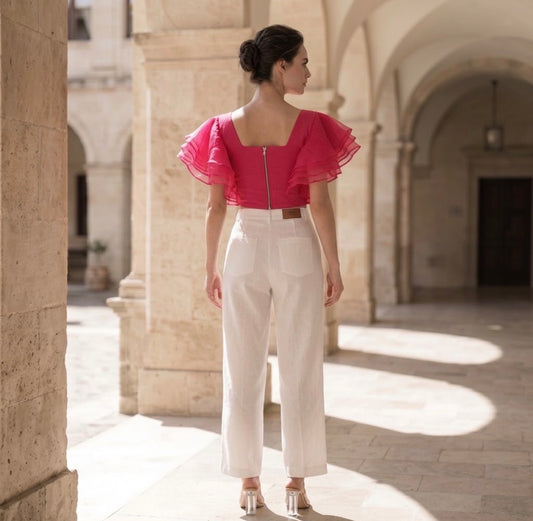 The Fuchsia Flutter Organza Top
