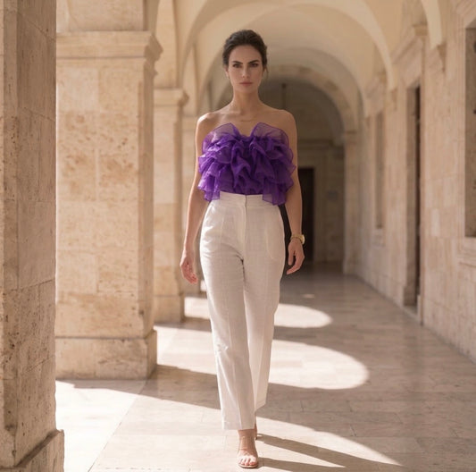 The Orchid Allure Organza Tube Top
