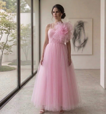 The Rosé Bloom Floral Tulle Maxi Dress