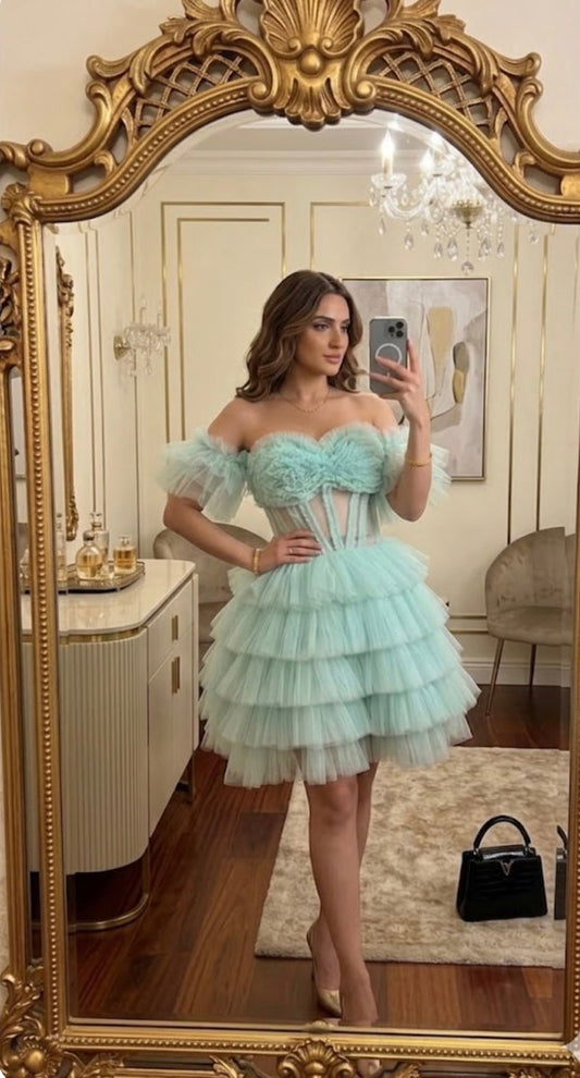 Mint Fairy Ruffle Tulle Partywear Dress