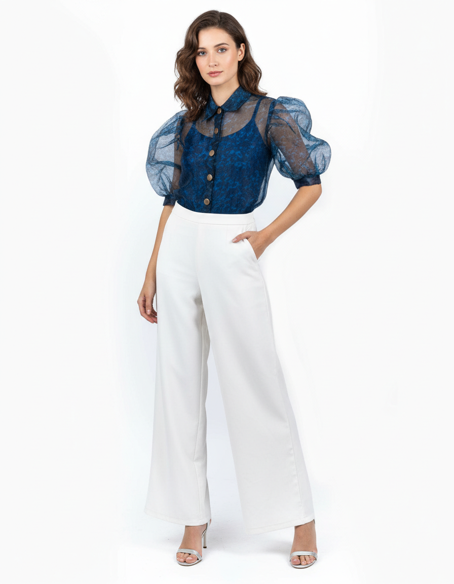 Power Puff Sleeve Animal Print Crop Top - AI Enhanced