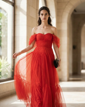 The Amara Off-Shoulder Tulle Dress