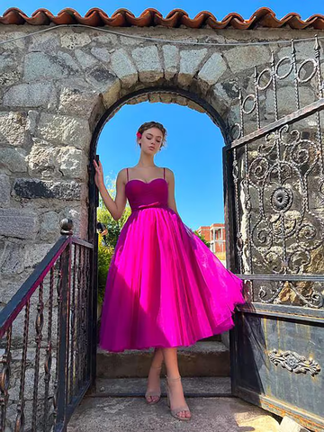 Sweetheart Neck Tulle Gown - Fuchsia Pink