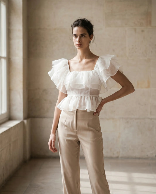 The Aria Ruffled Organza Crop