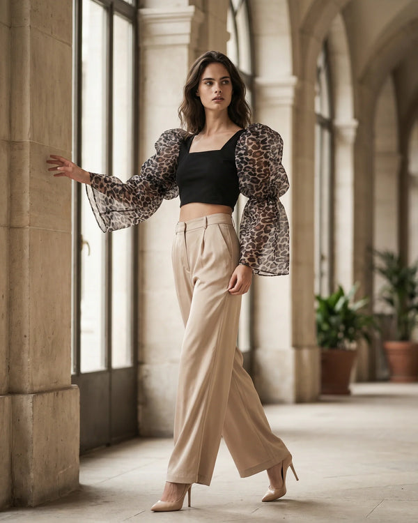 The Ava Leopard Sleeve Crop