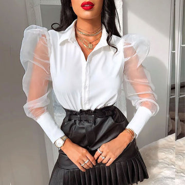 Women Elegant Organza White Shirt