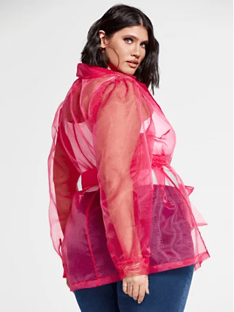 Plus Size Organza Jacket - Pink