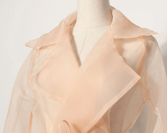 Women Organza Long Sleeve Jacket - Peach