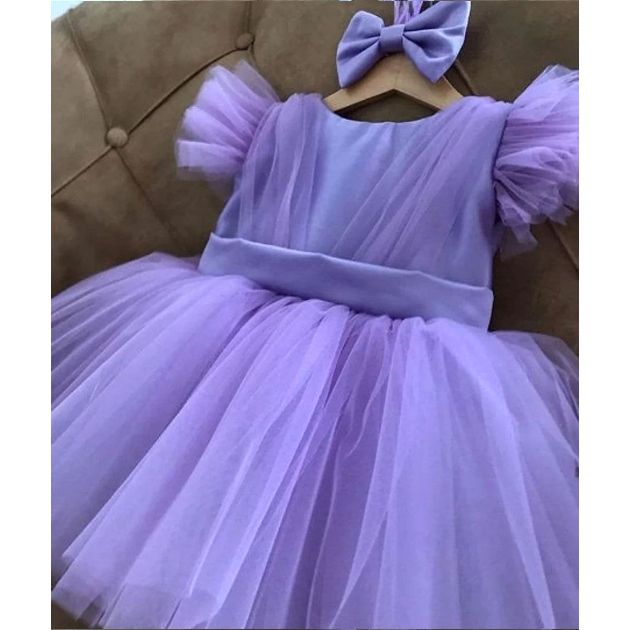 Luxury Belle Tutu Puffy Girl Dress - Purple