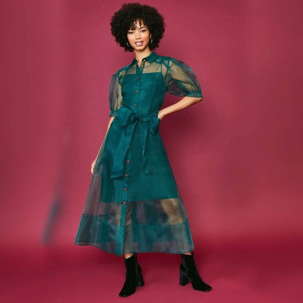 Finest Collar Neckline Shirt Maxi Dress – Deep Green - DrapeMe - Your Affordable place for In-Trend clothing