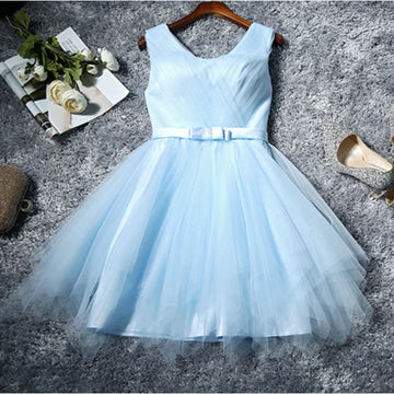 Pretty Short Party Wear Dress – Sky Blue