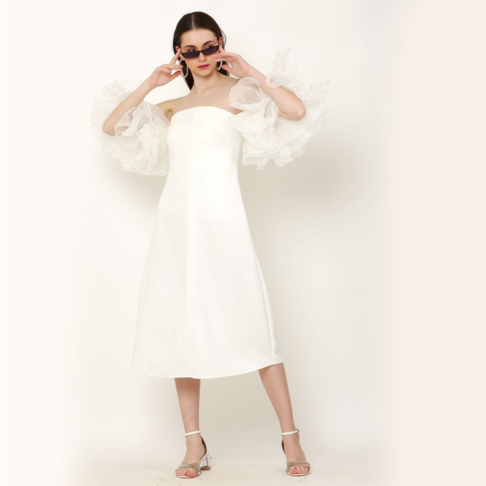 Fairy OffShoulder A Line Dress - White
