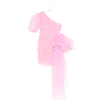 Off Shoulder Organza Mini Dress - Baby Pink