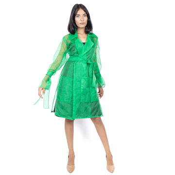 Collar Neckline Shirt Dress – Green