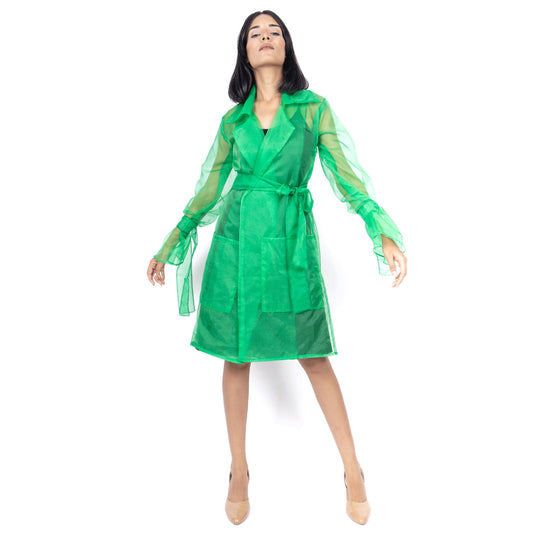 Collar Neckline Shirt Dress – Green