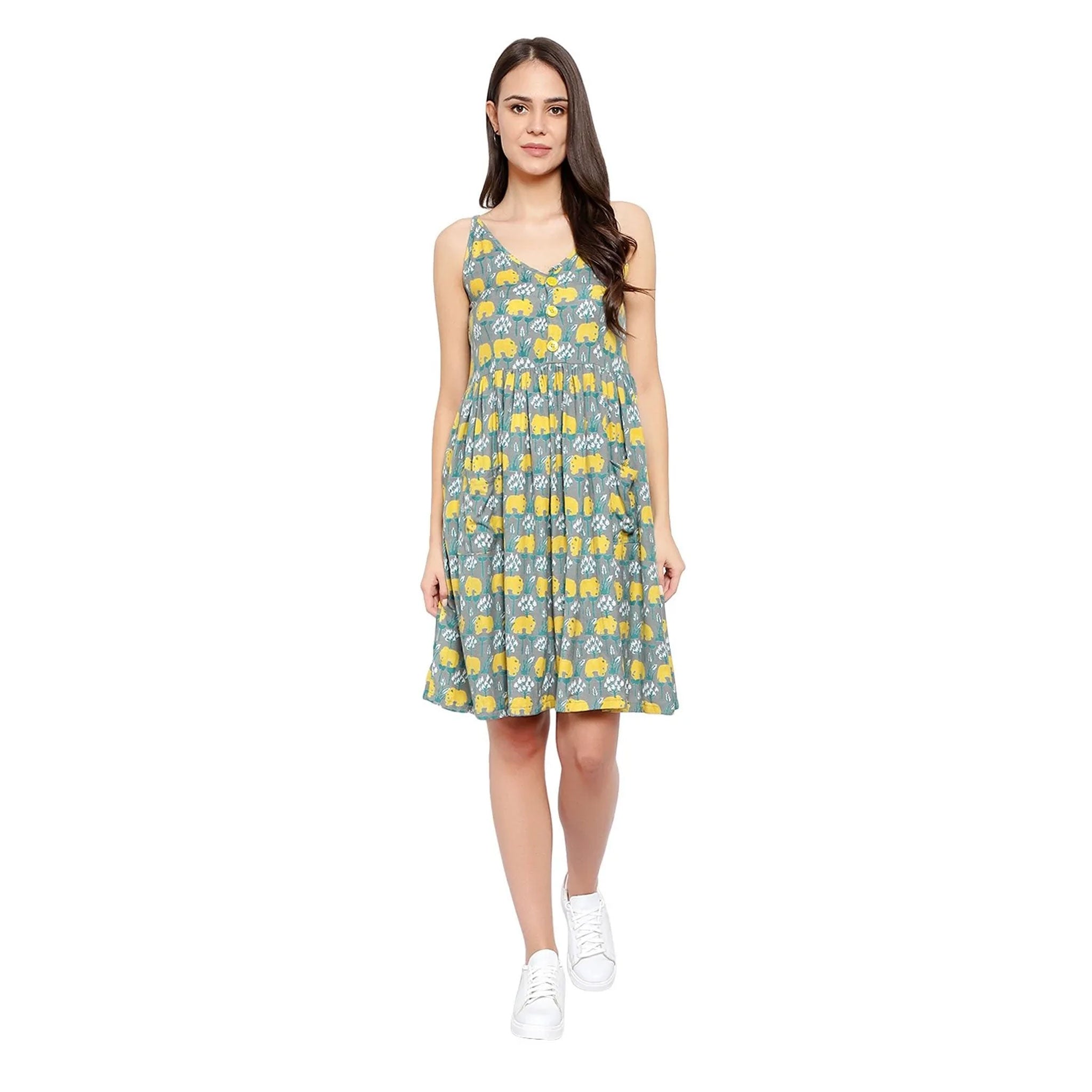Pretty Elephant Print Midi Dress
