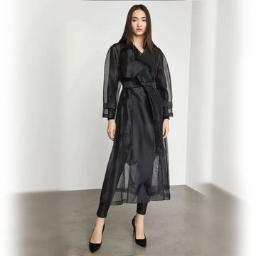 Coat Style Black Organza Co ord Set - 3 Piece Set