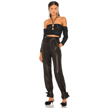 Sequin Crop Top - Black