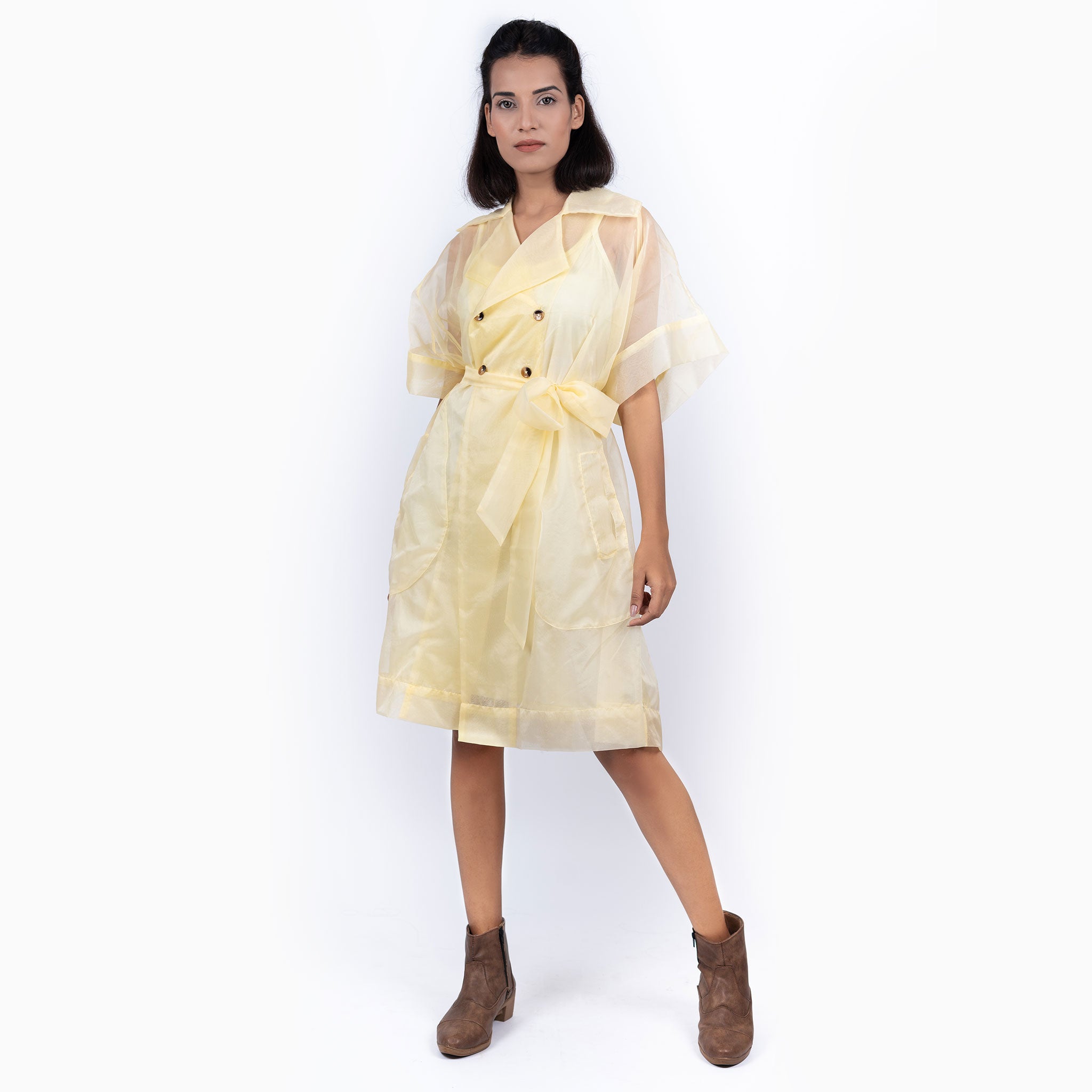 Sheer Semi- Wrap Dress – Peach