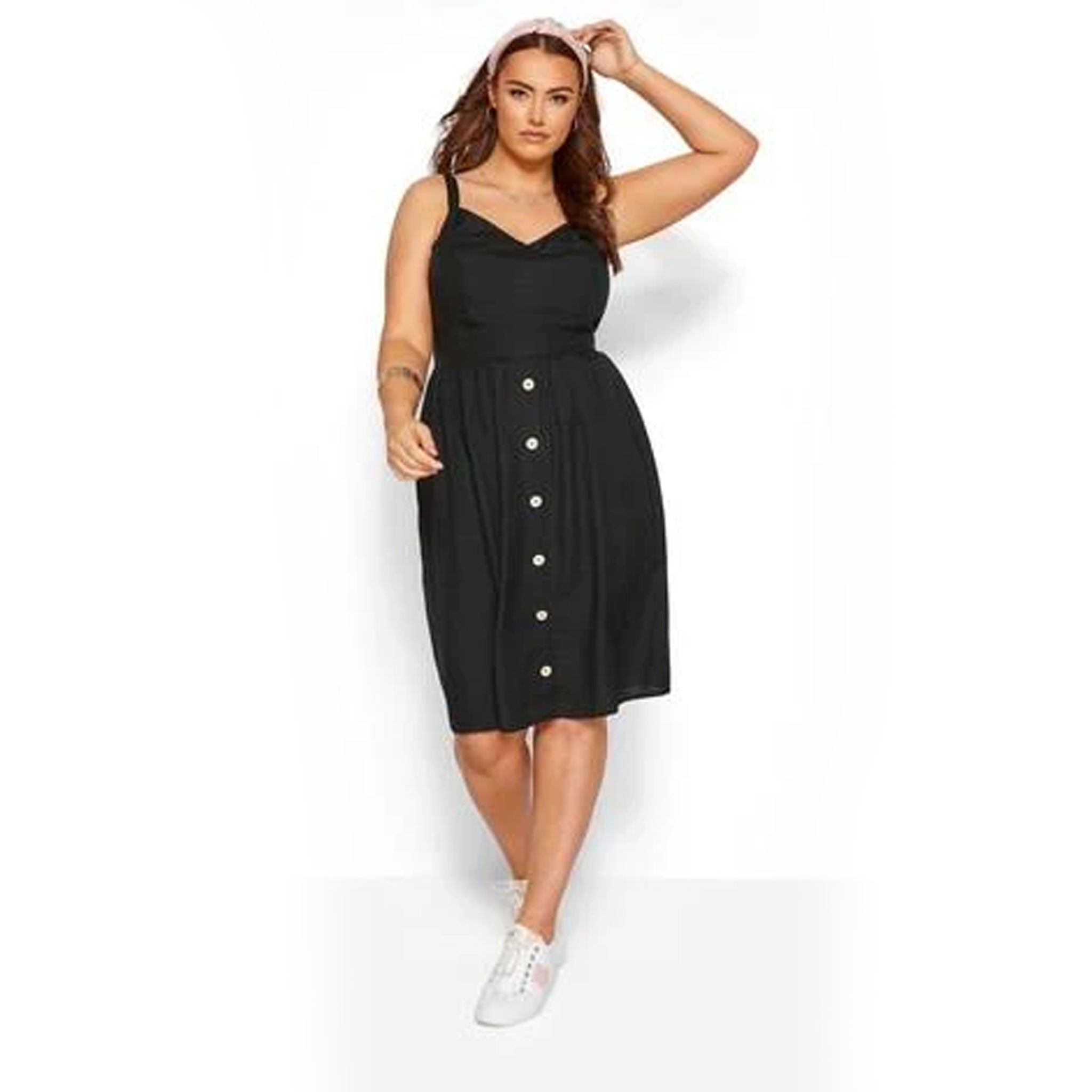 Plus Size Midi Summer Dress - Black