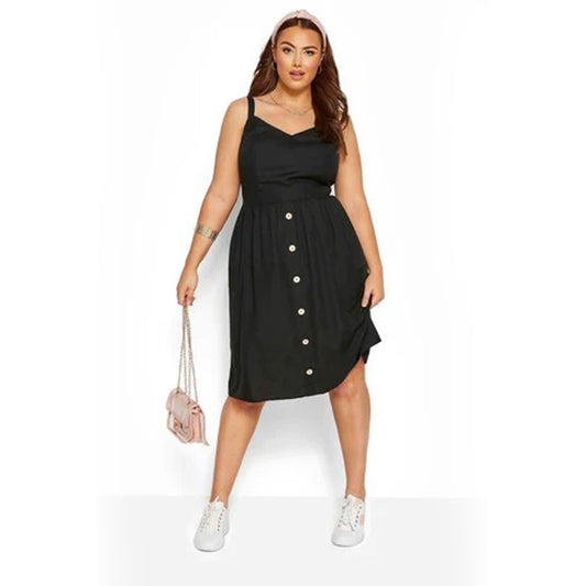 Plus Size Midi Summer Dress - Black