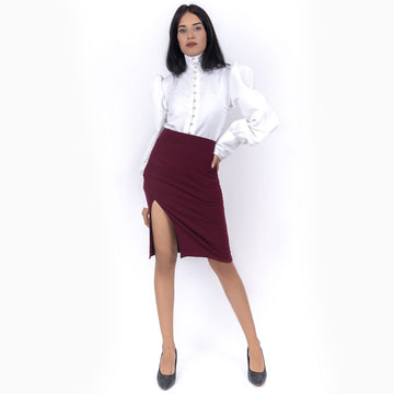 Elegant Formal High Neck Shirt - White