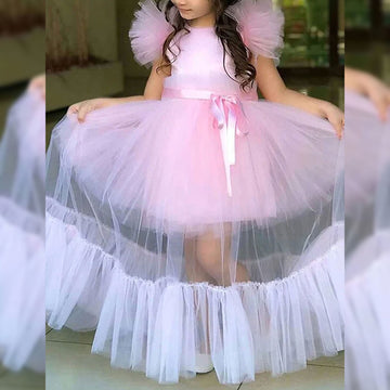 Baby Pink Princess Tulle Birthday Girl Dress