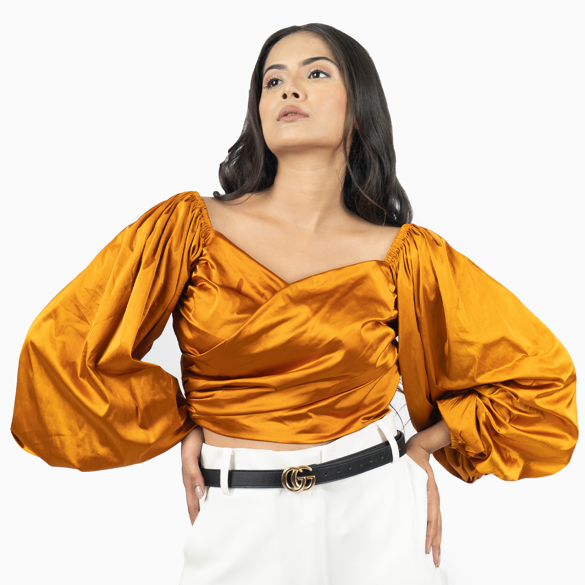 Sweet Heart Bell Sleeve Top - Mustard