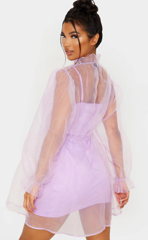 Oversized High Neck Smock Mini Dress – Lilac