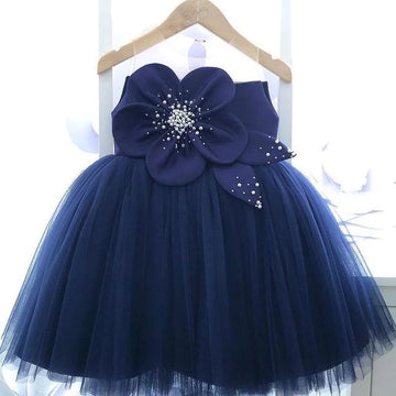 Baby Girl's First Birthday Dress With Flower Design