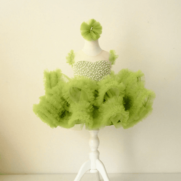 Beautiful Birthday Dress For Girls With Detachable Trail