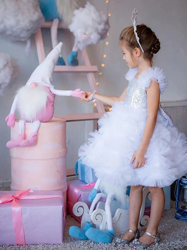 Princess Glitter A-line Dress – White